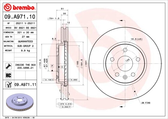 Fits Vauxhall Insignia 2008-2017 + Other Models Brembo Front Brake Disc #2 gallery