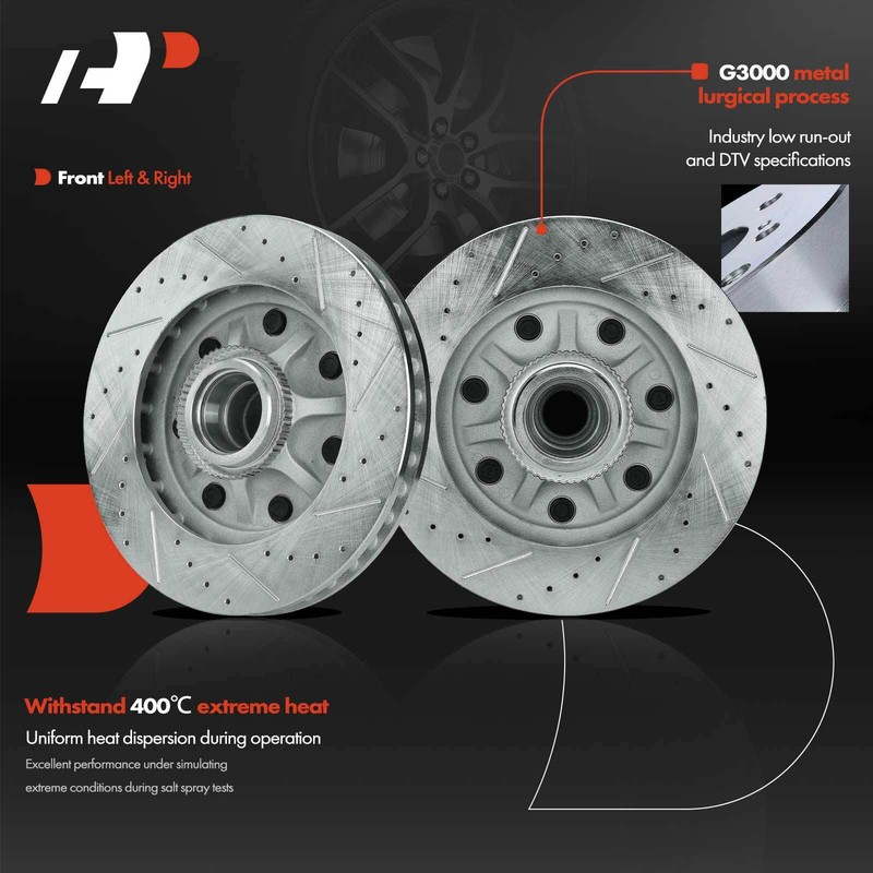 Drilled Brake Rotor & Ceramic Brake Pads Front for Ford F-150 00-03 F-250 97-99 gallery