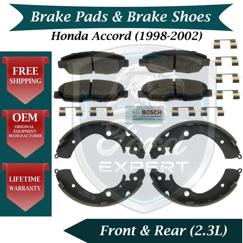 Bosch OEM Front Pads & Rear Shoes For 1998-2002 Honda Accord Lifetime Warranty