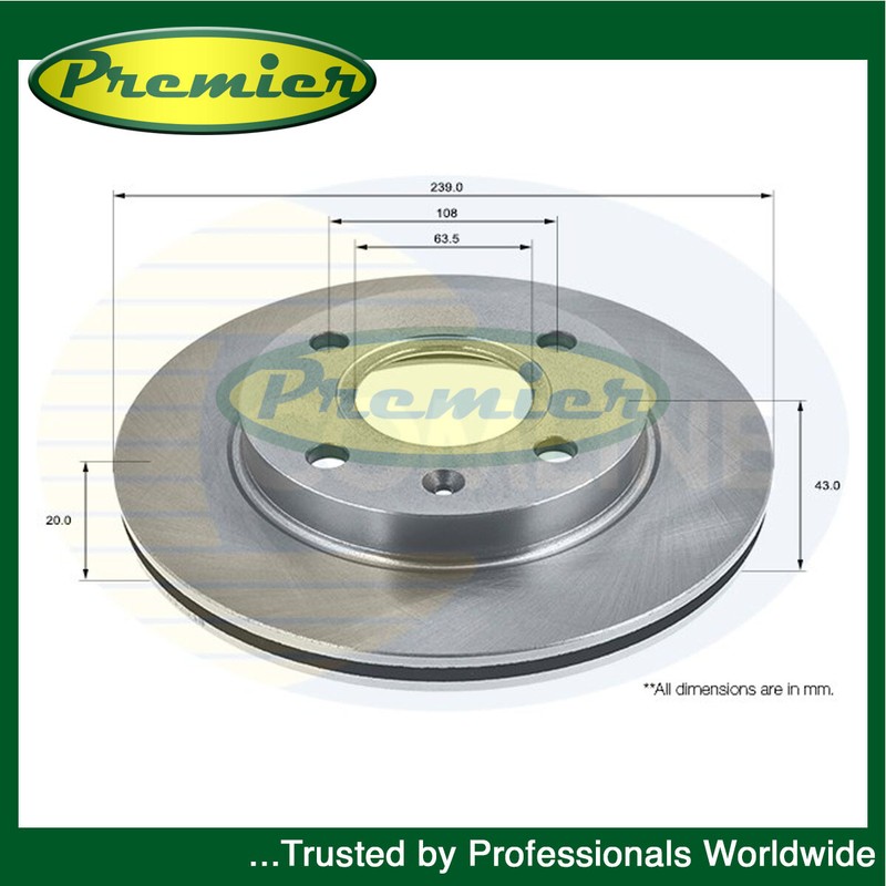 Premier Front Brake Disc Fits Ford Ka Fiesta Escort Puma Courier Orion Mazda� #1