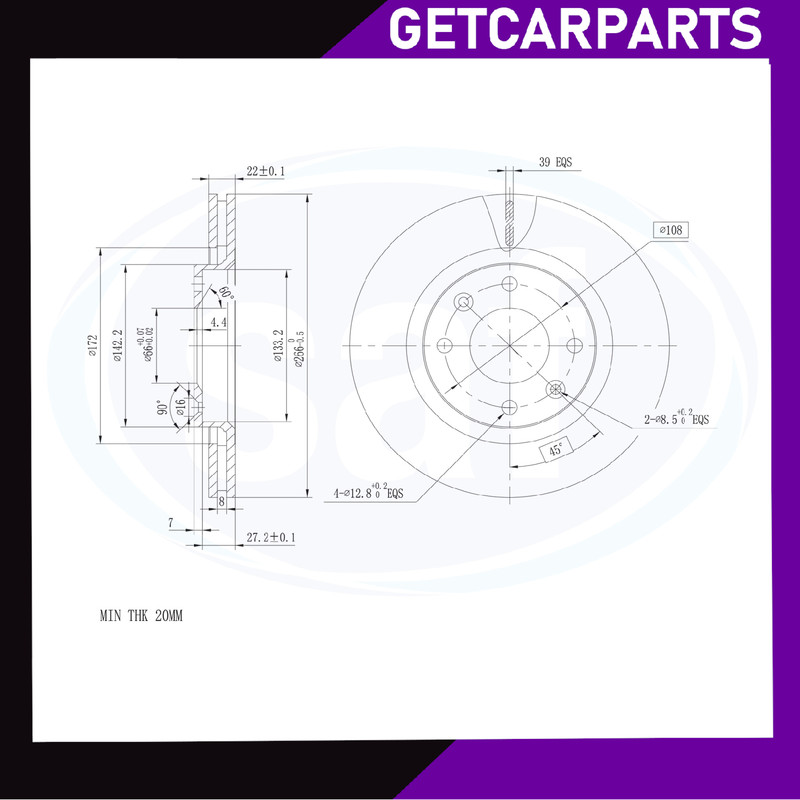 Front Vented Brake Discs Pair 266mm Fits Citroen C2 2003-2017 1.4/1.6 gallery