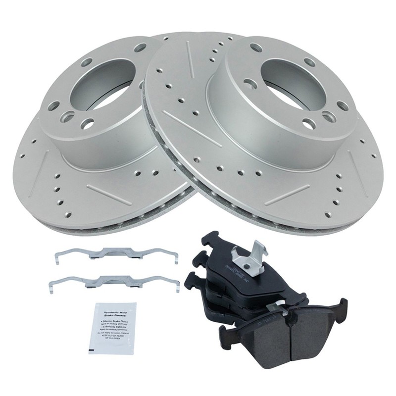 TRQ Brake Pad & Performance Rotor Kit Ceramic Front for BMW 525i 528i 528iT gallery