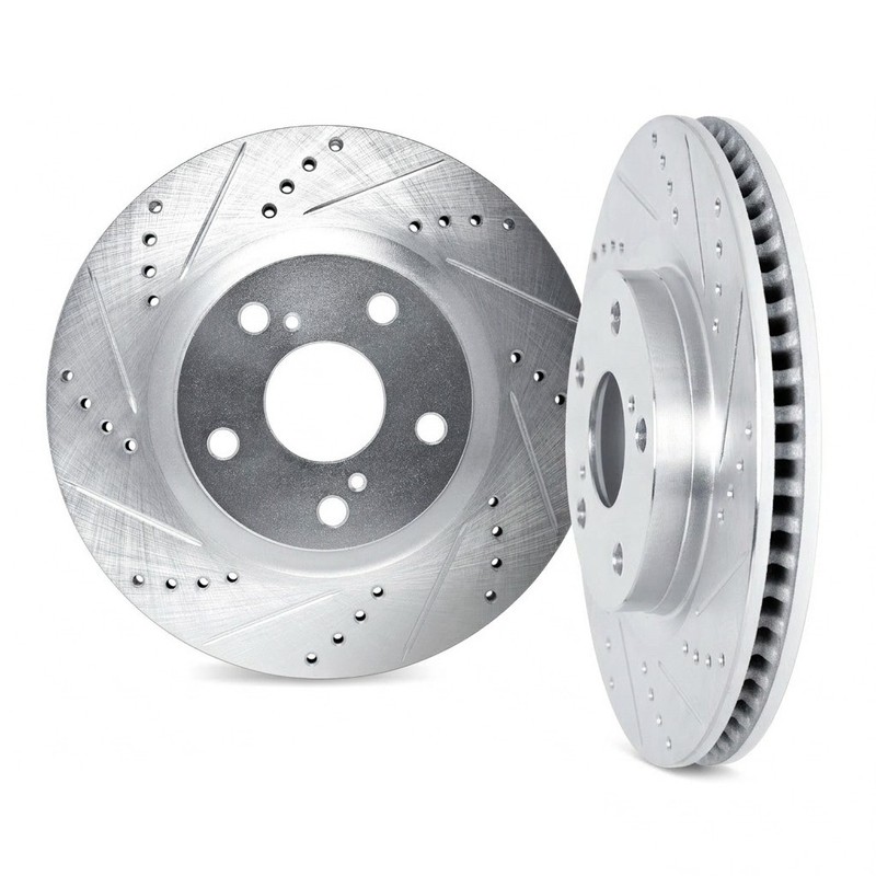 For BMW X5 2007-2018 Rotor Set Rear | Cast Iron | Silver | Drilled and Slotted gallery