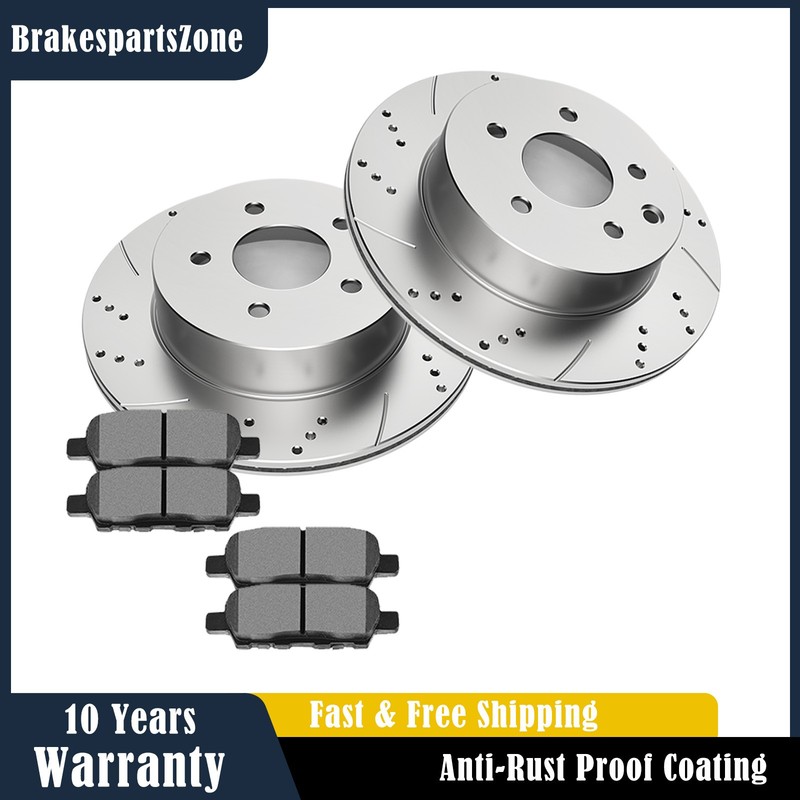 REAR Drilled Brake Rotors Brake Pads Kit for Nissan 350Z 2003-2005 Single Piston