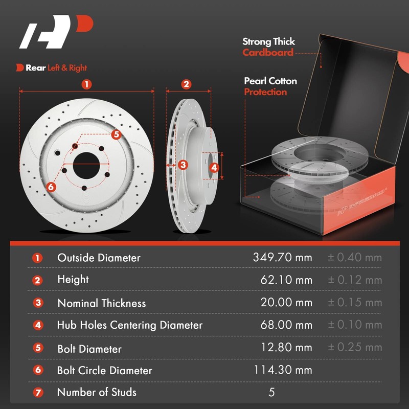A-Premium Front & Rear Drilled Brake Rotors & Ceramic Pads for INFINITI Q50 Q60 gallery