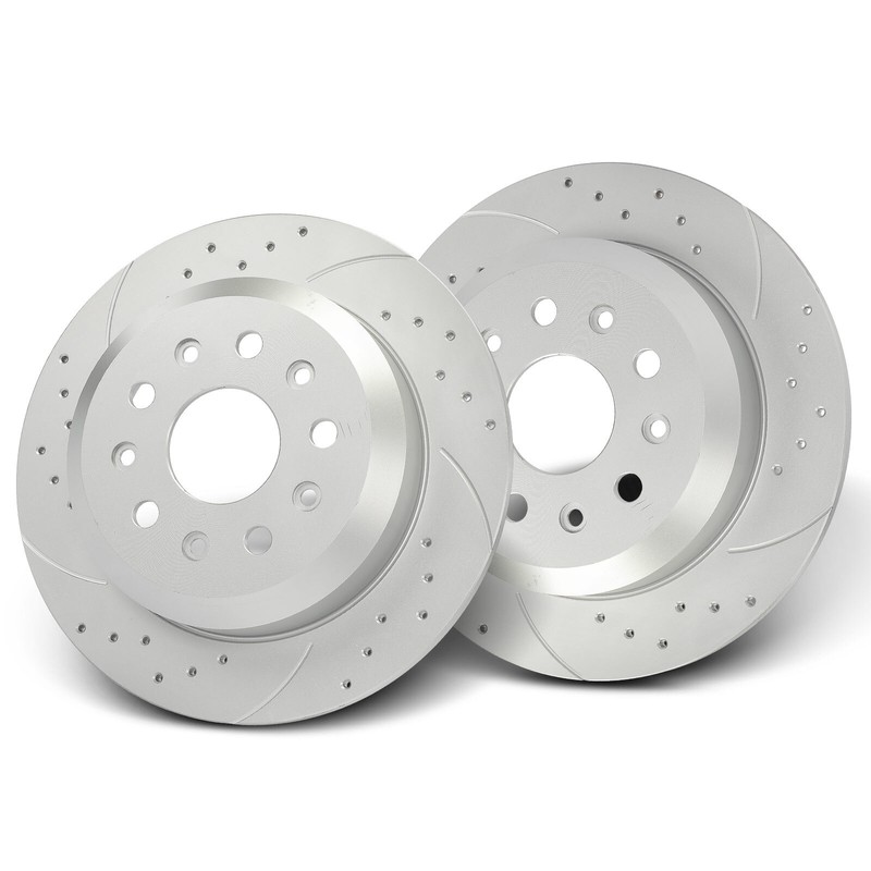 2x Rear Driver & Passenger Drilled Brake Rotors for for Jeep Wrangler 2018-2021 gallery