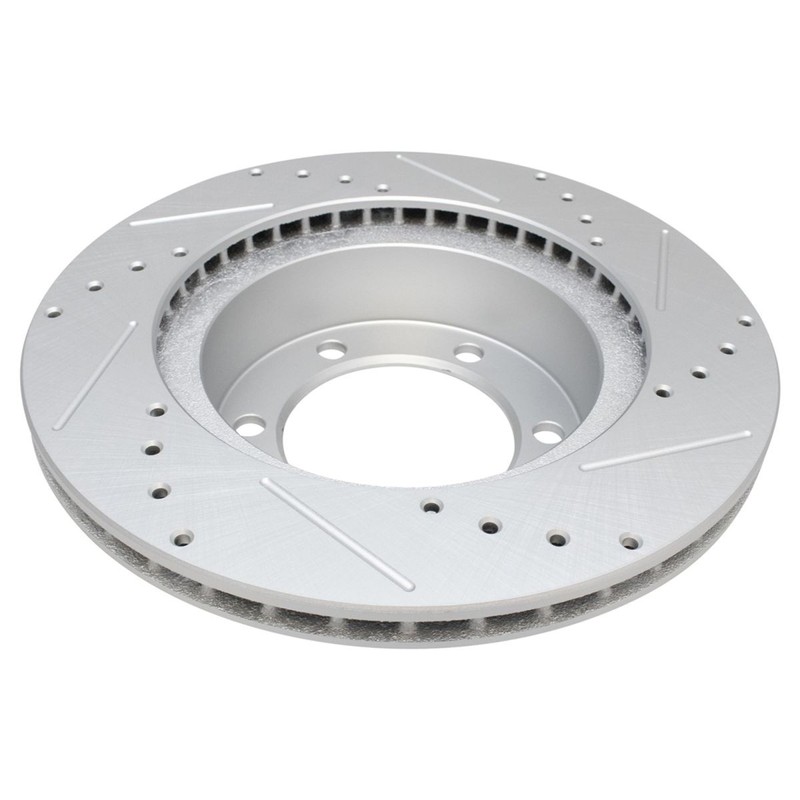 TRQ Front Metallic Brake Pad & Performance Drilled Slotted Coated Rotor New gallery