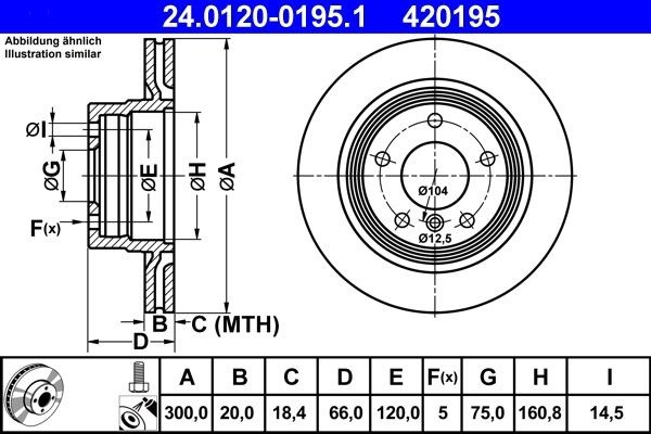 2 x Brake Disc ATE 24.0120-0195.1 for BMW 3 Series 3 Series Coupe
