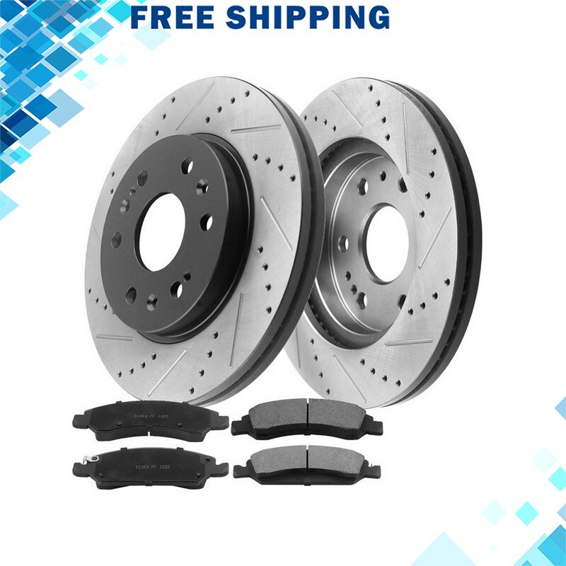Front Disc Brake Rotors and Ceramic Brake Pads for Escalade Silverado Tahoe