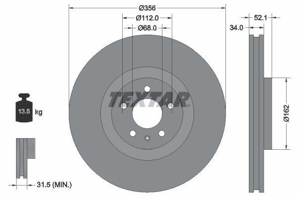 2x Brake Discs Set Front Vented Fits Audi A6 A6 Allroad A7 A8 TEXTAR 92238205 gallery
