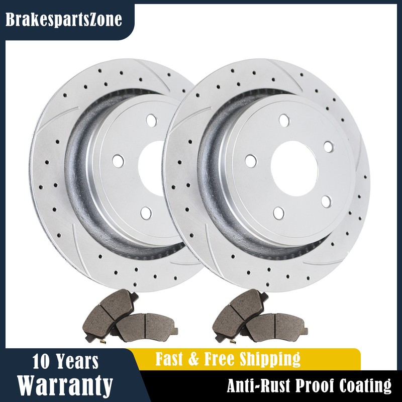REAR Brake Rotors Pads fit for Dodge RAM 1500 5 LUG 05-18 Slotted Drilled Brakes
