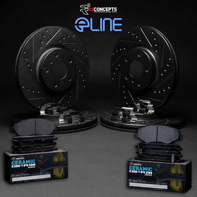 R1 Concepts Whth2 63022 R1 Brake Rotors D S Black W Euro Ceramic Pads gallery