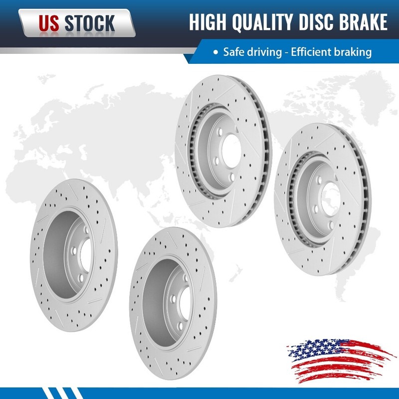 Front Rear Drilled Brake Rotors for Chrysler 300 Dodge Magnum Challenger Charger