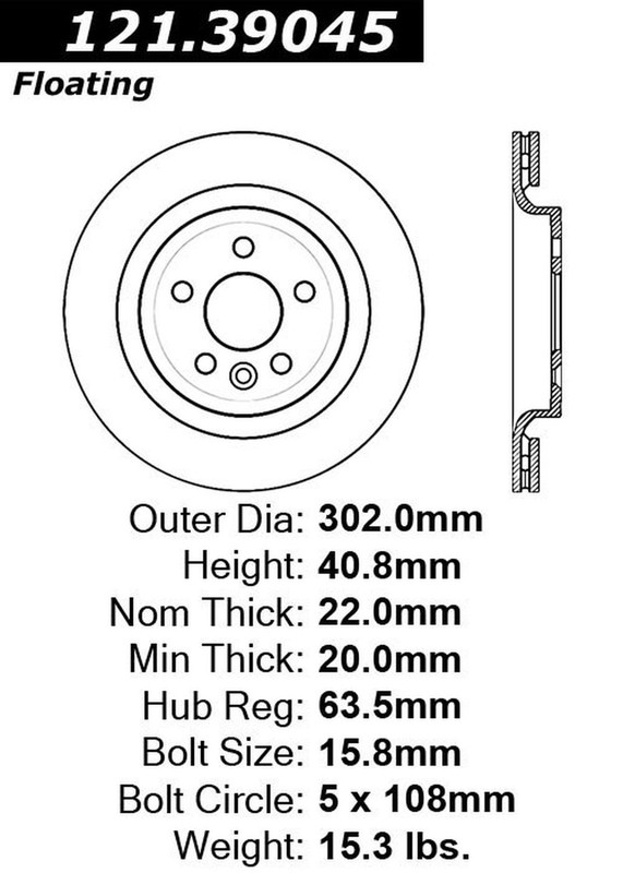 Centric Parts 121.39045 C-Tek Standard Brake Rotor For Select 07-18 Volvo Models gallery