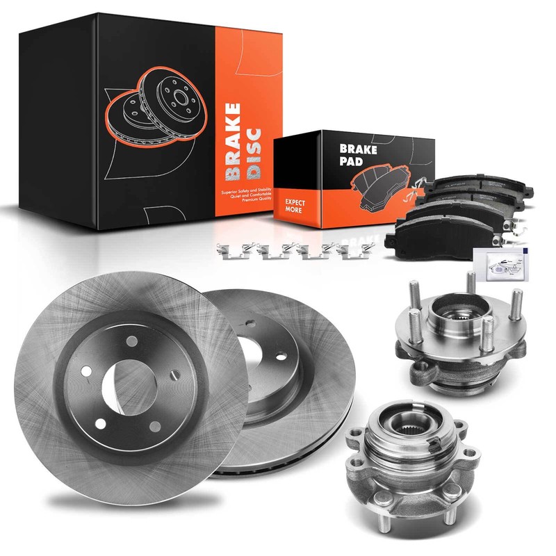 Front Disc Brake Rotors & Ceramic Pads + Hub Bearing for Nissan Altima 2014-2018