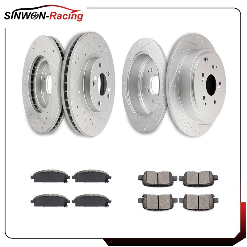 Front & Rear 4X Brake Discs Rotors and 8X Ceramic Pads For Acura MDX 2003-2006