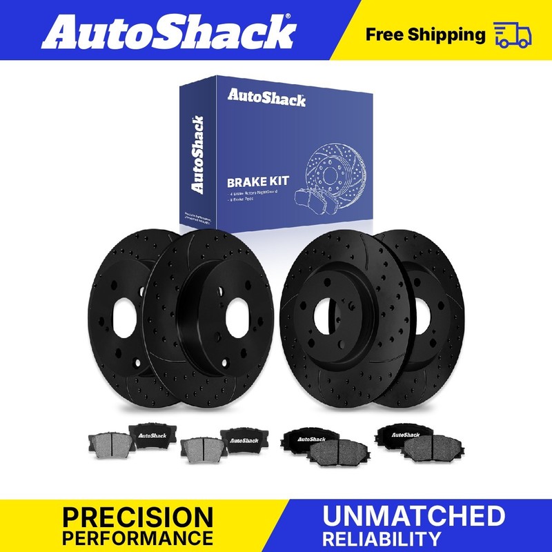 Front Rear Drilled Slotted Brake Rotors Ceramic Pads for Toyota, RAV4 2006-2018