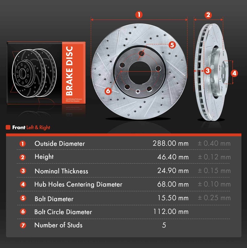 Drilled & Slotted Brake Rotors for Audi A4 A4 Quattro A6 Volkswagen Passat Front gallery