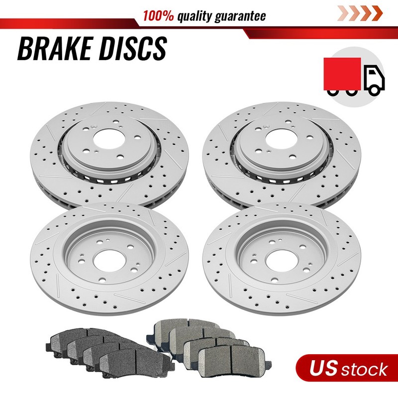 Front & Rear Drilled Brake Rotors Ceramic Pads for 2015 2016 2017-2020 Acura TLX