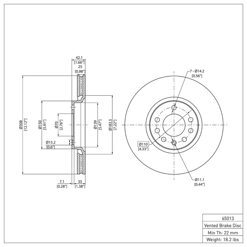 Dynamite Friction Front Disc Brake Rotor for 9-5, Astra, Zafira (600-65013) gallery