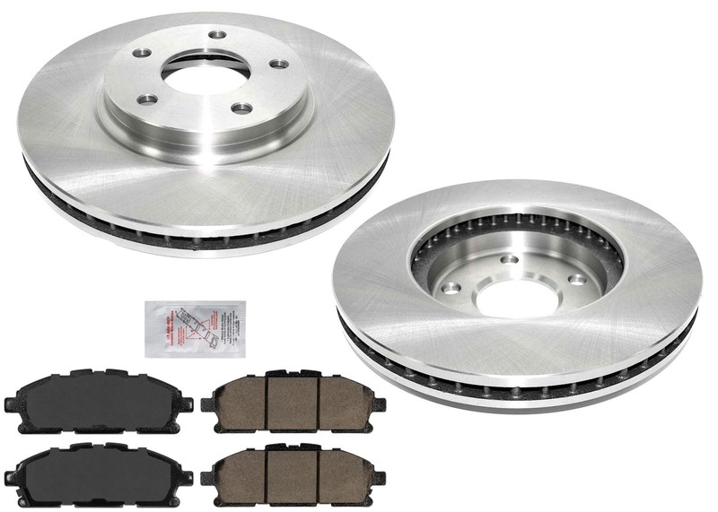 Front Coated Brake Rotors & Ceramic Brake Pads Fits Nissan Quest 2011 2012 2017