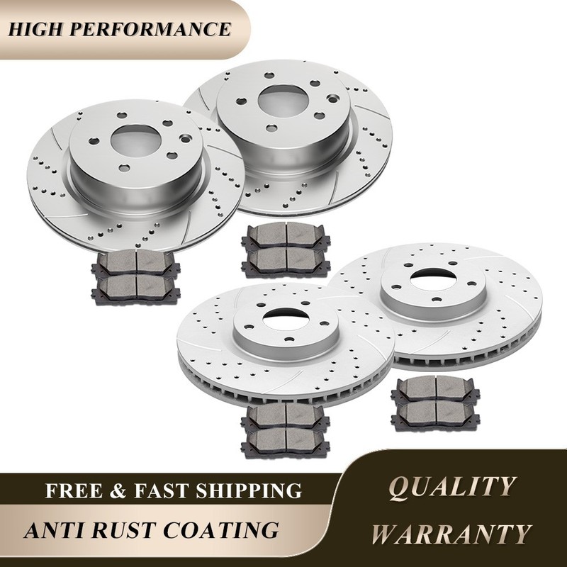 Front and Rear DRILLED Rotors Ceramic Brake Pads for 2009-14 16-19 Nissan Maxima