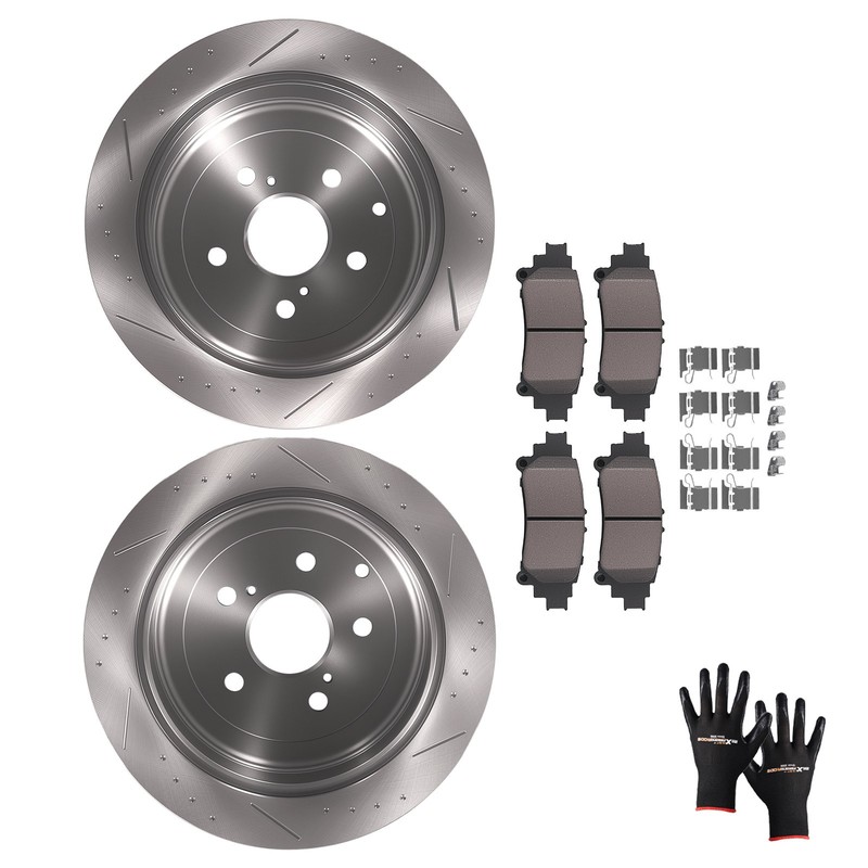 Rear Brake Rotors + Ceramic Brake Pads for Lexus RX350 RX450h Toyota Highlander gallery