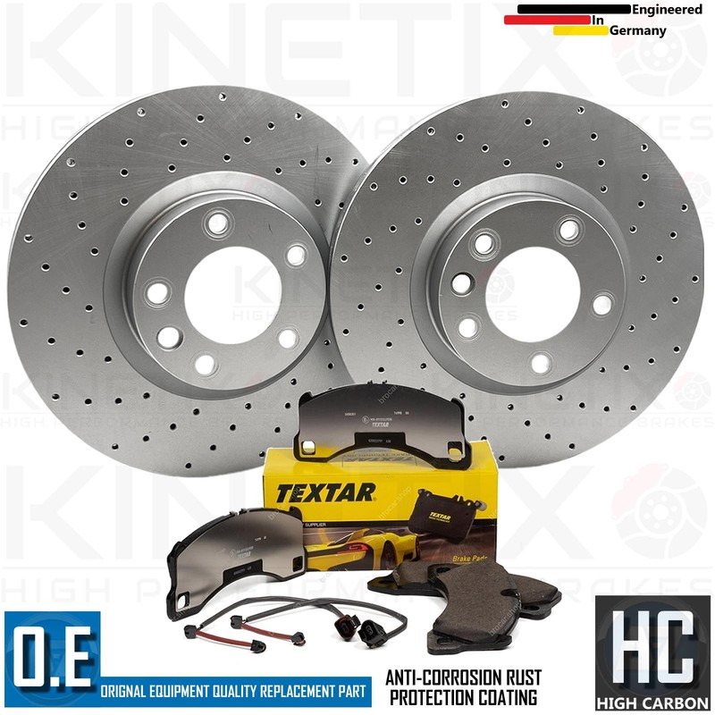 FOR PORSCHE CAYENNE 4.8 TURBO DRILLED FRONT BRAKE DISCS TEXTAR PADS SENSORS gallery