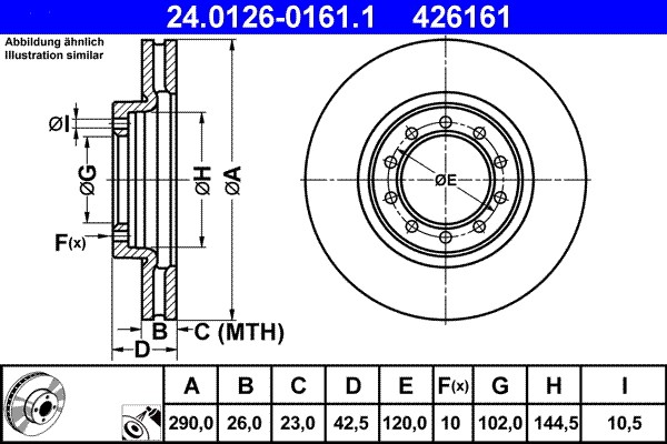 ATE 24.0126-0161.1 Brake Disc for Renault, Renault Trucks gallery