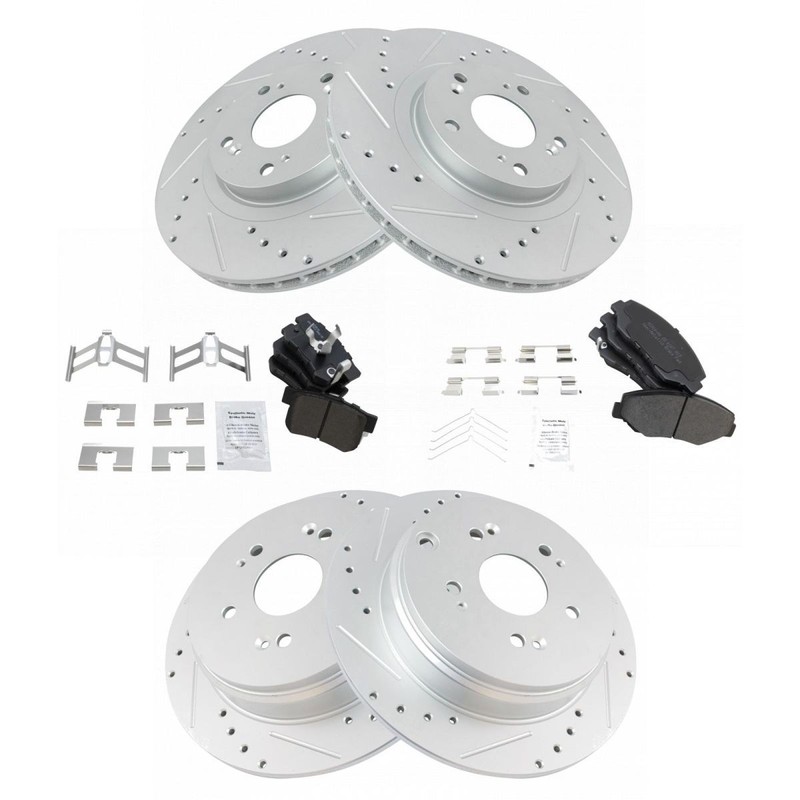 TRQ Front Rear Metallic Brake Pad & Performance Rotor Kit for Honda CR-V gallery