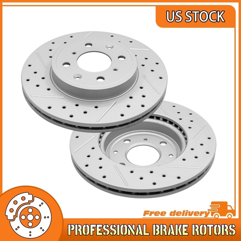 Front Drilled Brake Rotors For 2015 2016 2017 2018 2019 2020 Honda Fit L4 1.5L