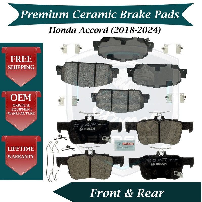 Bosch OEM Front & Rear Ceramic Brake Pads Kit For 2018-2024 Honda Accord