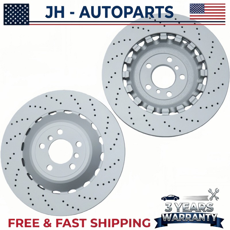 2PCS Rear Vented & Drilled Disc Brake Rotors For BMW F10 F12 F13 M5 M6 gallery