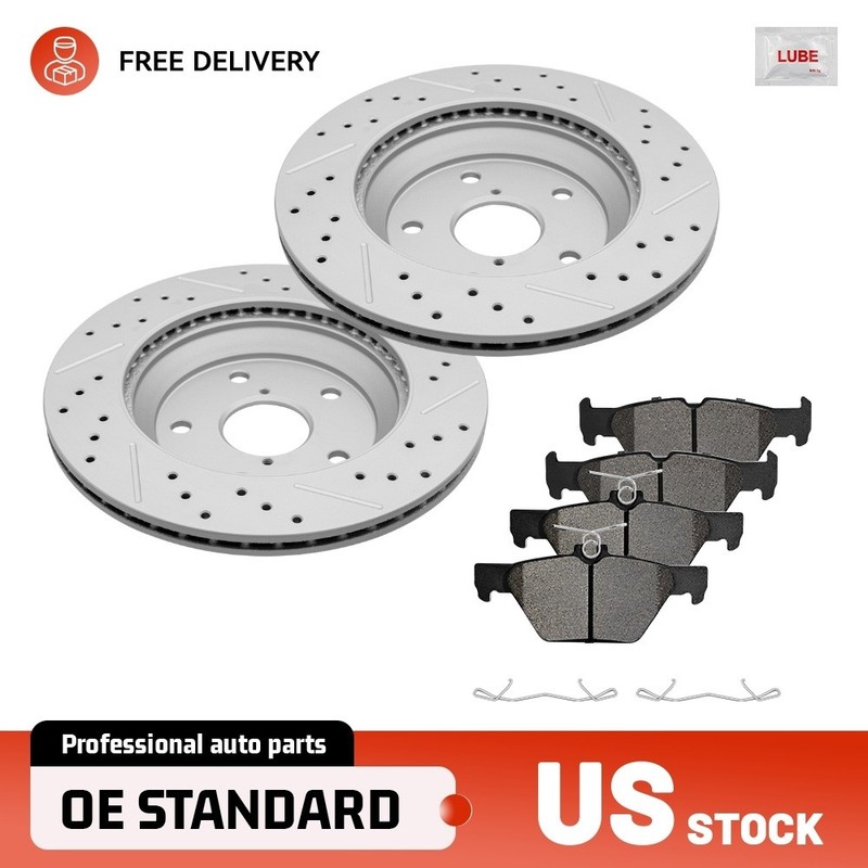 Rear Drilled Rotors Brake Pads for Subaru Forester 2019-2024 Crosstrek 2024 2025