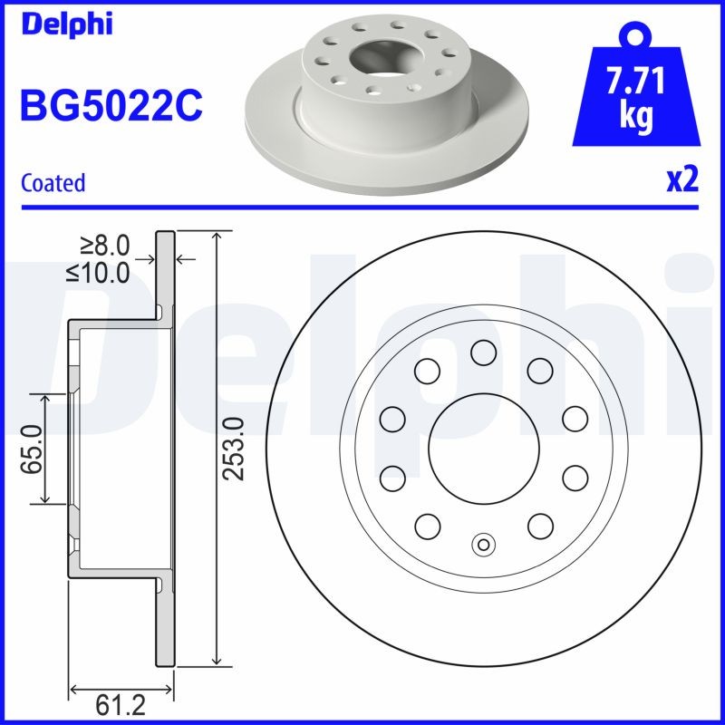 Delphi BG5022C Brake Disc for Skoda