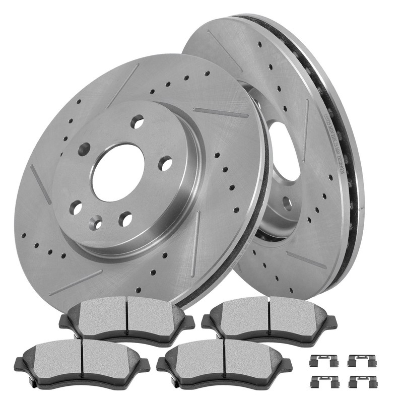 Front Brake Ceramic Pads + Drilled Rotors Fits Chevrolet Cruze Limited 2016