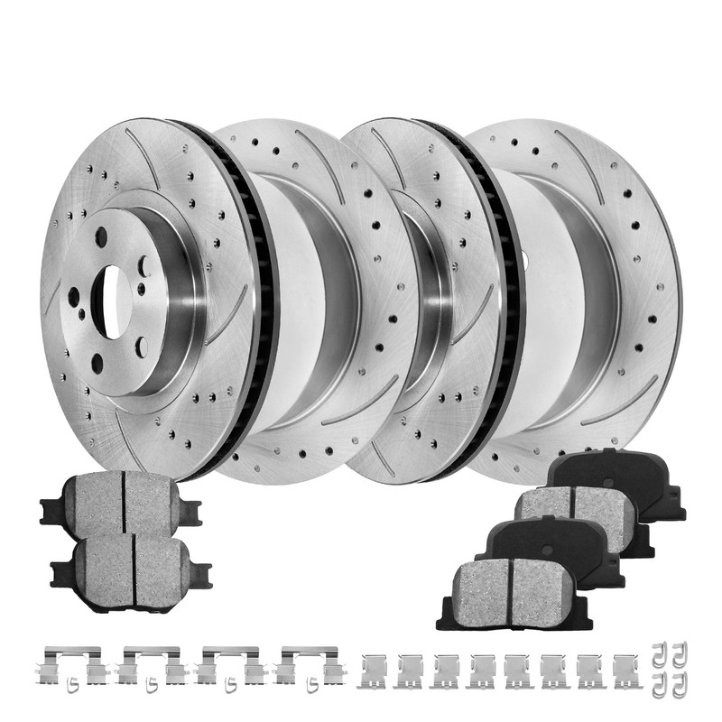 10.8in Front + 10.6in Rear Brake Rotors Ceramic Brake Pads for 05-10 Scion TC