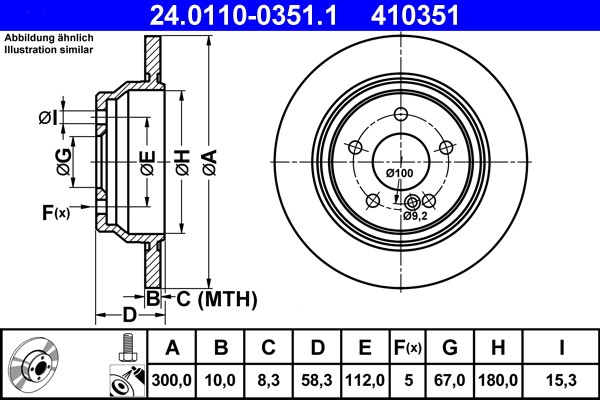 ATE 24.0110-0351.1 Brake Disc for Mercedes-Benz gallery