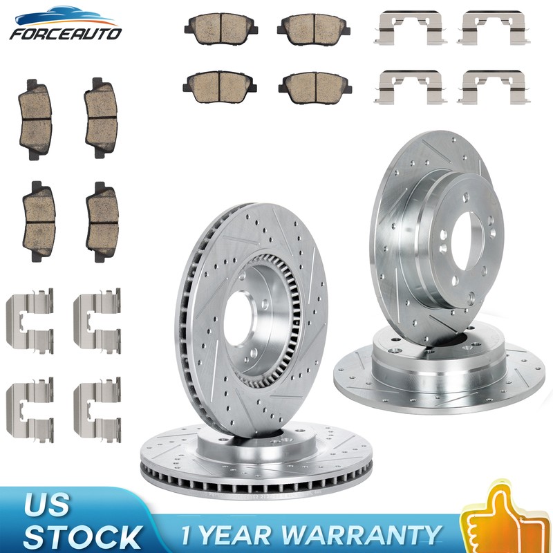 Front+Rear Disc Rotors Brakes Pads For 2011-2015 Kia Optima Hyundai Sonata New