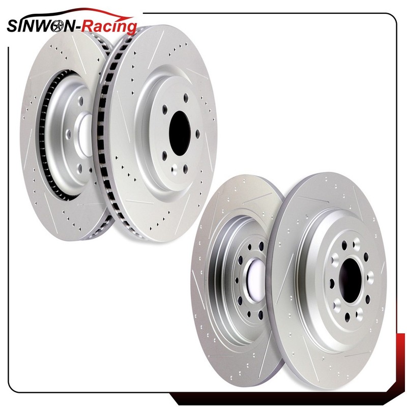 Front&Rear Drilled And Slotted Brake Rotors Fits 11 – 16 Ford 11 – 14 Lincoln