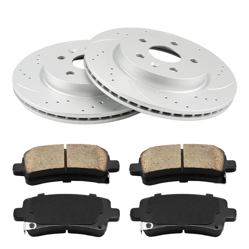Rear Drilled Brake Rotor W/ Ceramic Pads Fits For CHEVROLET MALIBU BUICK REGAL