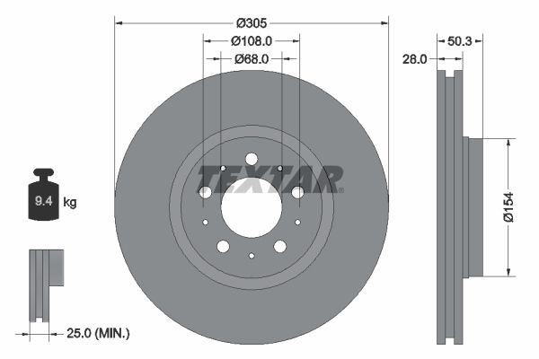 Textar Front Discs & Brake Pads Braking Service Kit Fits Volvo S60 S80 V70 XC70 gallery