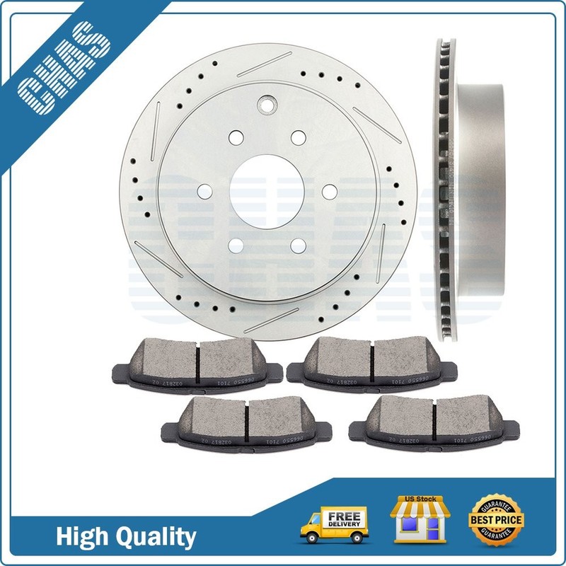 Rear Brake Ceramic Pads Rotors For Nissan Xterra 2005 – 2015 Drilled Slotted