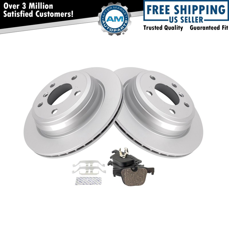 Rear Brake Pad & Rotor Kit Ceramic Premium G-Coated Fits BMW