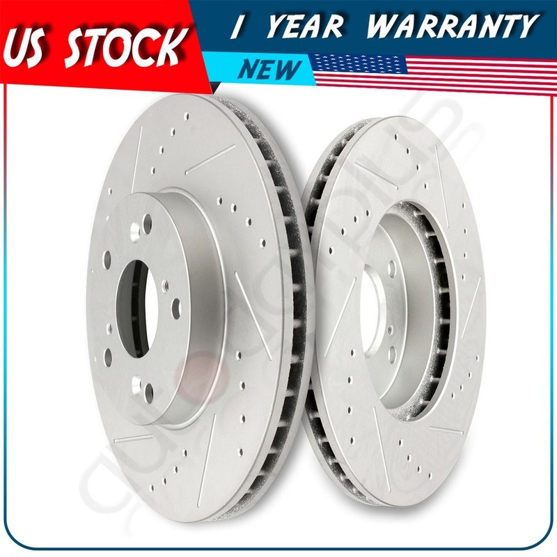 Front Brake Disc Rotors For 2002 2003 2004 Honda CR-V Drilled & Slotted 2Pcs