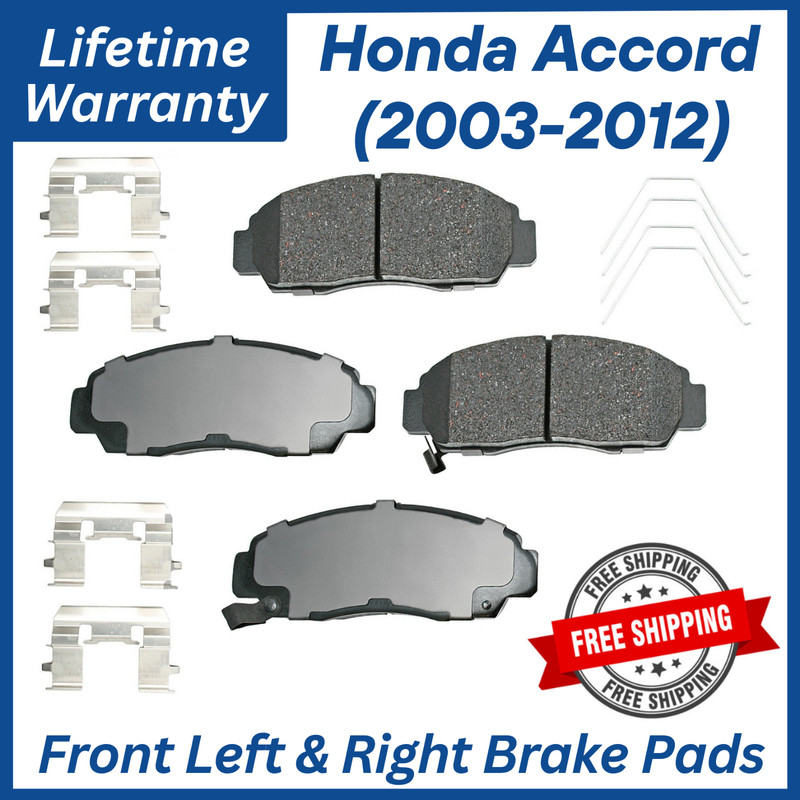 Akebono OEM Front Ceramic Brake Pads Kit For 2003-2012 Honda, Lifetime Warranty.