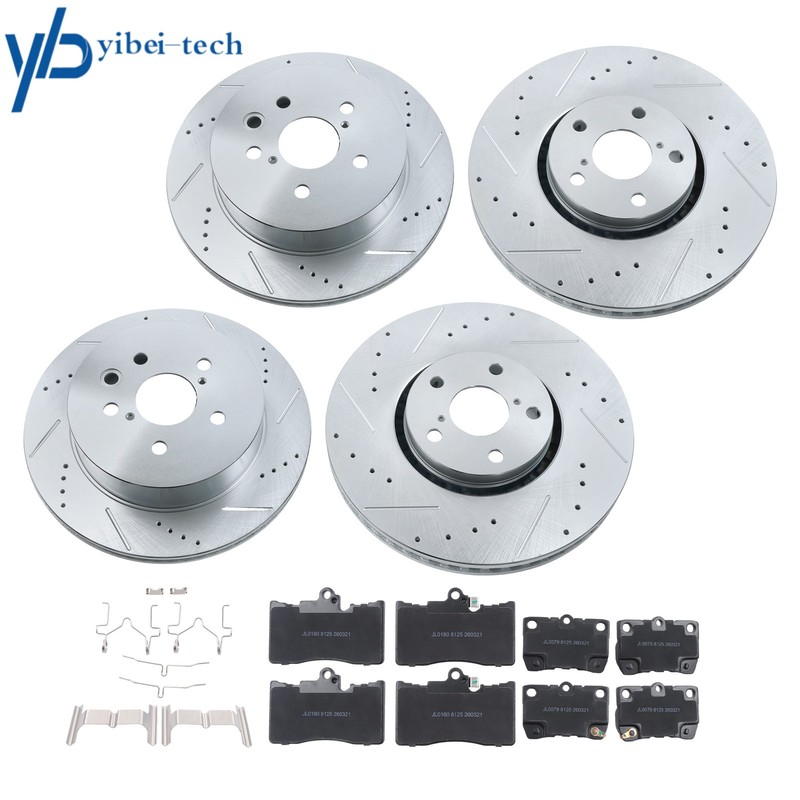 12× Front & Rear Drilled Brake Rotors & Ceramic Brake Pads For Lexus GS350 GS430