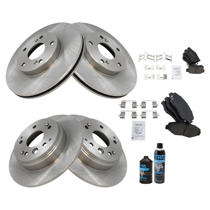 Premium Ceramic Brake Pad & Rotor Kit Front & Rear w/Chemicals