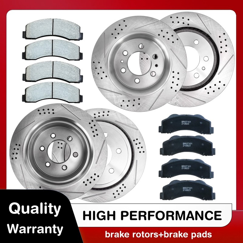 Front+Rear Drill Slot Brake Rotors + Ceramic Pads For 2012 2013 – 2018 Ford F150