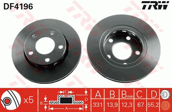 TRW DF4196 Brake Disc for Mercedes Benz